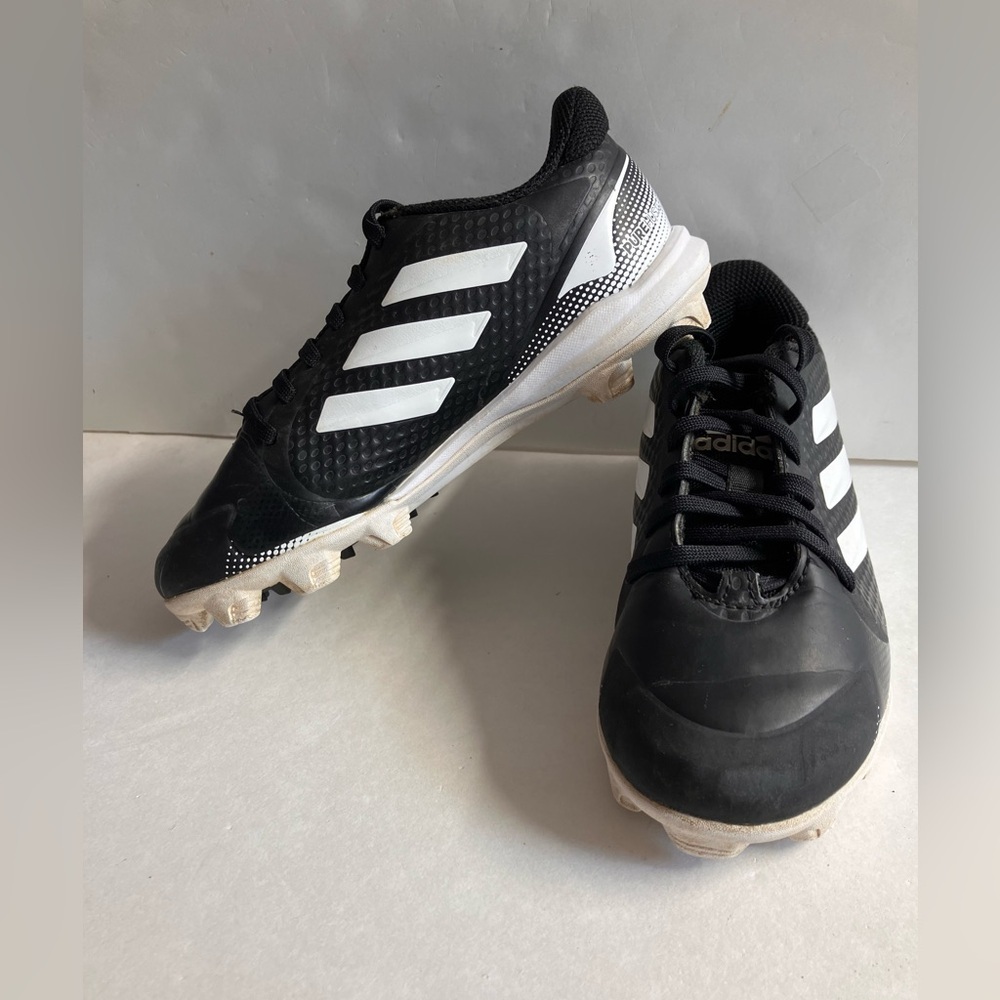 Adidas Pure Hustle Kid’s Cleats, Size 1, Black/White